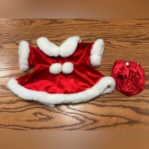 BUILD A BEAR BABW Velveteen Christmas Dress Mrs Claus White Furry Trim Plush